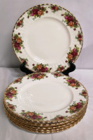 7 Royal Albert Old Country Roses Gold Edge 10.25" Dinner Plates