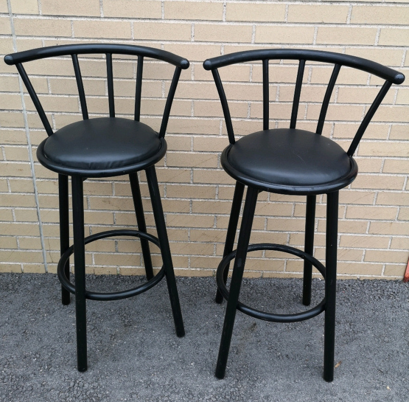 2 Swivel Black Bar Stools