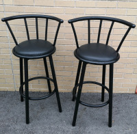 2 Swivel Black Bar Stools