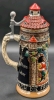 West Germany House of Goebel Octoberfest/Castle Themed 1/2 Litre Stoneware Beer Stein w Stoneware Lid & Pewter Hinge | 9.25" Tall - 2