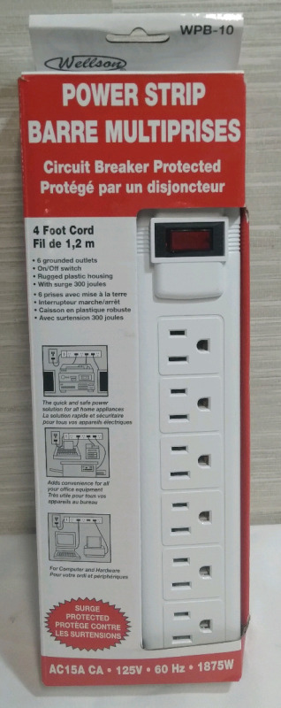 New Power Strip 4 Foot Cord WPB-10