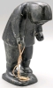 Signed ISA OOMAYOUALOOK (1915-76) Port Harrison / Inukjak | Carved Soapstone Fisherman over Fishing Hole | 5" Tall - 2
