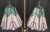 Double Light Desk Lamp with Bell Shape Acrylic Shades . Measures 22" tall & 16" wide . Tested Working - 3