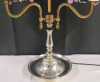 Double Light Desk Lamp with Bell Shape Acrylic Shades . Measures 22" tall & 16" wide . Tested Working - 4