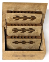 Vintage Wood Inlay Pop-Up Cigarette Box | 5.55" x 4.15" x 2.5" Tall
