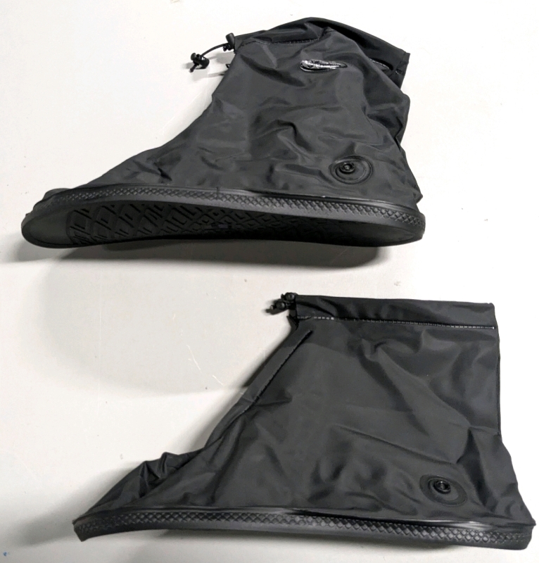 New Size 3XL (43-45) Waterproof Anti-Slip Shoe Covers w Zipper Front & Drawstring Ties at Ankle