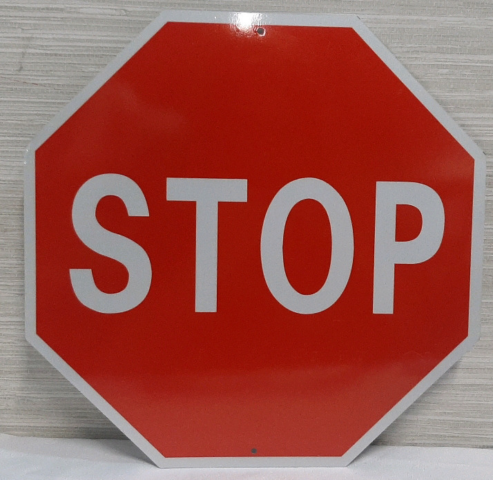 New Metal Stop Sign - 12" x 12x