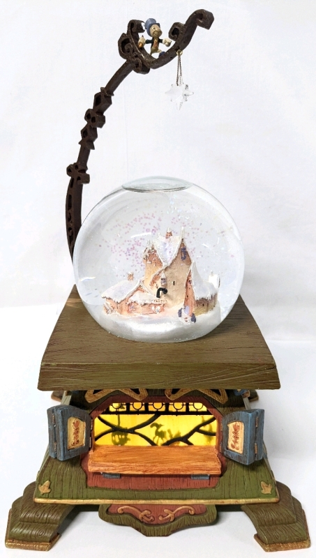 Vintage Disney Pinocchio : Geppetto's Workshop Light-Up Snow Globe | 7.5” x 7.5” x 12” Tall