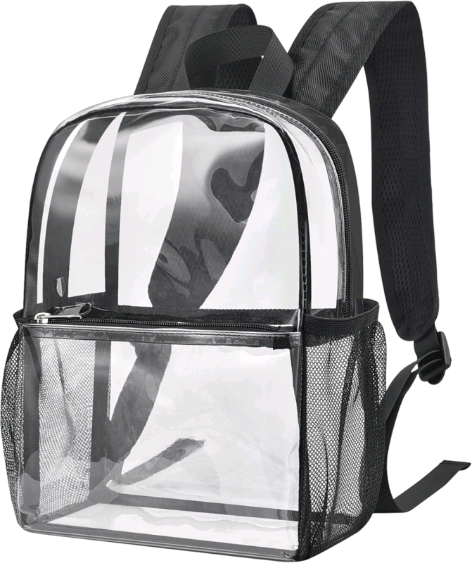 New Paxiland Zippered Clear PVC Backpack Stadium-Aporoved Size 9" x 12" Tall