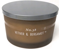 New N&deg;. 38, Vetiver & Bergamot 14oz / 422.6g Triple-Wick Candle in Glass Vessel | 5.15" Diameter x 3" Tall