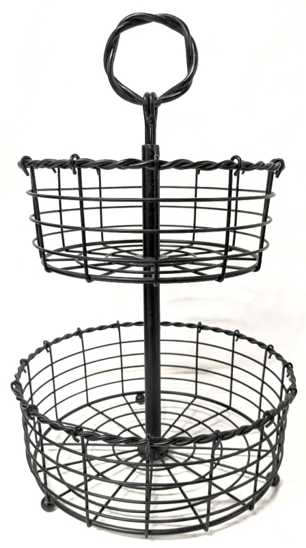 Large Tabletop 2-Tier Countertop Fruit Basket Stand | 19.5" Tall