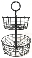 Large Tabletop 2-Tier Countertop Fruit Basket Stand | 19.5" Tall