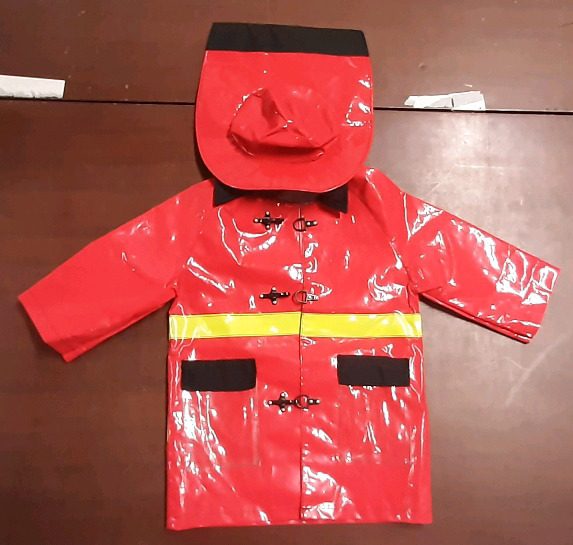 New Childs Firefighter Halloween Costume w/ Matching Firefighter Cap