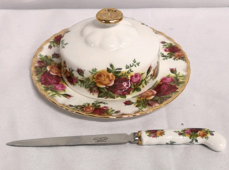 Royal Albert Old Country Roses Butter Dish + Letter Opener