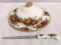 Royal Albert Old Country Roses Butter Dish + Letter Opener