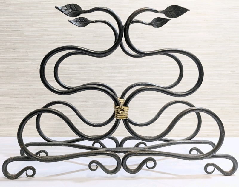 Large Wrought Iron Wine Rack | 21.75" x 6.25" x 15.75" Tall