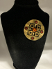 Victorian Cut Through Brass Repousse Amber Lucite Cab Sash Pin - 4