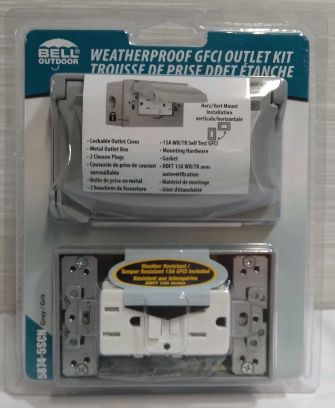New Bell Outdoor Weatherproof GFCI Outlet Kit