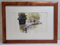 " Fisherman " Home Decor Watercolor Framed Print . Measures 24"&times;18"