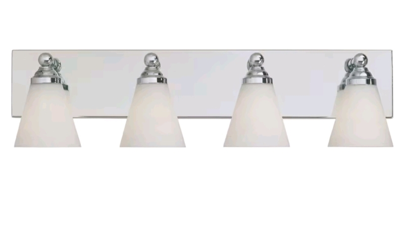 New - Designers Fountain Incandescent 4-light Bathroom Light , Chrome . Stock photos used