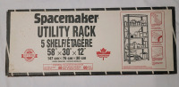 New - SpaceMaker 5-Shelf Utility Rack , measures 58"&times;30"&times;12" when Assembled