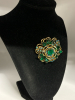 Large SELINI Dimenstional Brooch Emerald Green Rhinestones & AB Rhinestones <br/> - 5