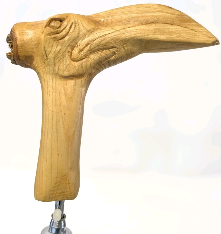 Signed Hand Carved Wood Hornbill Handled Umbrella | M. Latzmann | 35.5" Long