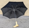 Signed Hand Carved Wood Hornbill Handled Umbrella | M. Latzmann | 35.5" Long - 4