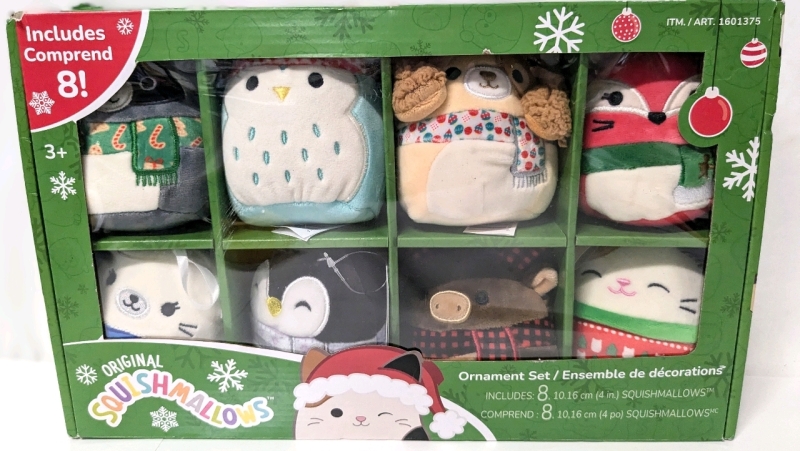 New / As-New SQUISHMALLOWS 8-Pack Plush Ornaments | 4" Tall ea