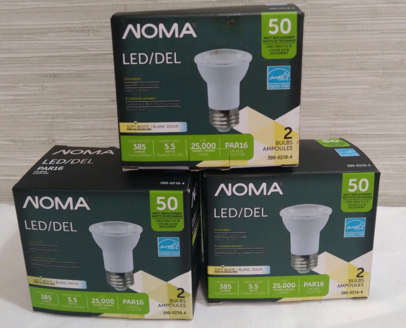 3 Two Pack Noma Untested LED Light Bulbs