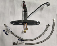 Chrome Kitchen Sink Faucet With 2 Flexible Braided Stainless Steel Connecters