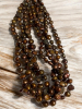 Chocolate 5 Strand Fresh Water Pearl Necklace Torsade Styling - 5