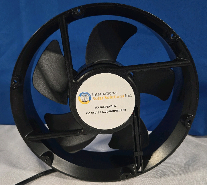 International Solar Solutions | Ventilation Fan 8&frac34;" Diameter | MX20060ABH2 DC 24V, 2.7A, 3000 RPM, IP68 * Not Tested *