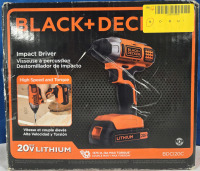 New | Black & Decker 20V Max Cordless Impact Driver With Battery & Charger | Model # BDCI20C * Tested & Working *