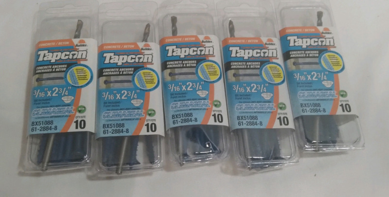 5 New Tapcon Climaseal 3/16"x2 3/4" 10 Packs