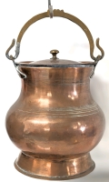 Large Vintage Copper Lidded Milk Churn / Pail with Brass Handle | 11" Tall