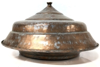 Large Vintage Turkish/Ottoman Tinned Copper Serving Dish w Cloche Lid | 15.25" Diameter x 8.5" Tall