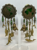 Banana Bob 1980's Globe Dangle<br/>Animal Charms Emerald Rhinestones Rare