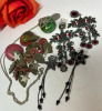 Jade Green Coloured Dragon Necklace 3 Drop Earrings Rhinestones - 6