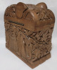 MCM Kashmir India Carved Walnut Wooden Elephant Cigarette Box , holds upto 40 Cigarettes . Triple Open Box . Measures 5"&times;2 3/4"&times;5.5" - 2