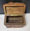 MCM Kashmir India Carved Walnut Wooden Elephant Cigarette Box , holds upto 40 Cigarettes . Triple Open Box . Measures 5"&times;2 3/4"&times;5.5" - 4