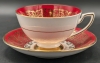 Royal Stafford Bone China Red & Gold Floral Bouquet Tea Cup & Saucer - 2