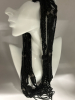 Art Deco Black & Silver Beaded Belt Lariat Skinny Scarf Flapper - 3