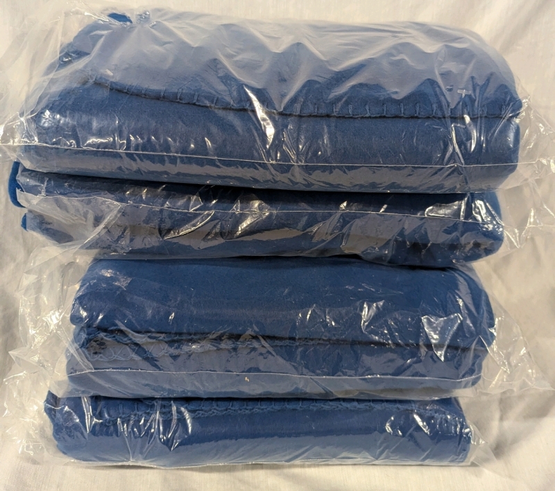4 New | Small Blue Fleece Blanket Measures 60" x 49.5" | Can Possibly Be Used For Backdrop