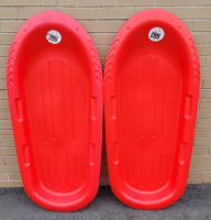 Erapro Outdoor Red Snow Sleds , Pair . Each measures 22" wide & 48" long .