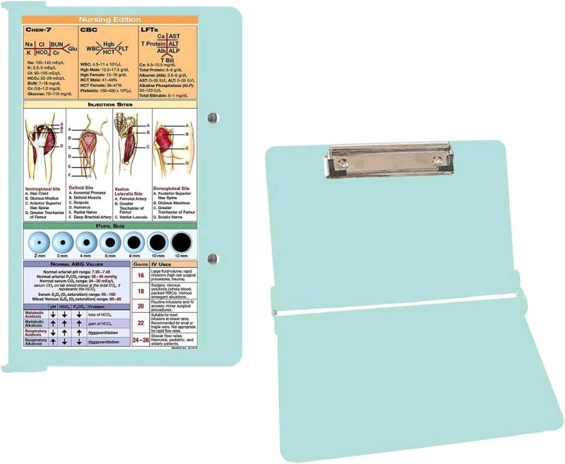 New | Kmakii Foldable Clipboard Nursing Clipboard in Lightweight Aluminum - Mint Green + Stickers | Measures 11.5" x 9"