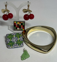 Retro Sweet Cherry Drop Earrings 2 Fabulous Tile Brooches Modern Cuff