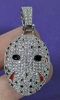 New GLD | Jason Mask Pendant (no chain)- 14k White Gold Plated w CZ Stones | 23mm x 36mm | Retails for $137! - 2