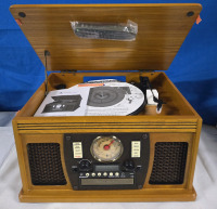 New | Innovative Technology 8 In-One Wooden Music Centre | With Bluetooth, Reccord Player, & Recordable CD Player / USB | * Retails For 200+ *