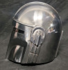 Star Wars Mandalorian " Din Djarin " Bounty Hunter Steel Helmet w/Liner and Chin Strap . Hat Size 7 1/4 - 7 3/8 . Visor has small cracks . Steel Helmet has oil applied to keep from oxidation - 3